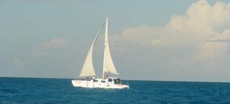 Boat at sea with water maker